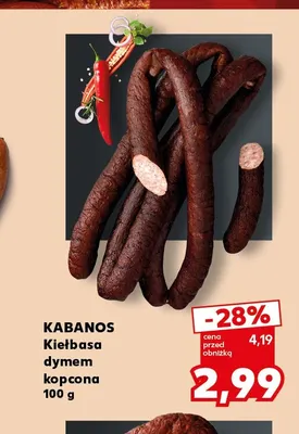 Kiełbasa dymem kopcona Kabanos promocja w Kaufland