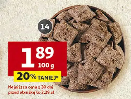 Poduszkowce zbożowe z kremem o smaku czekoladowym promocja w Auchan