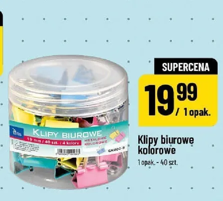 Klipy biurowe kolorowe Tetis promocja w POLOmarket