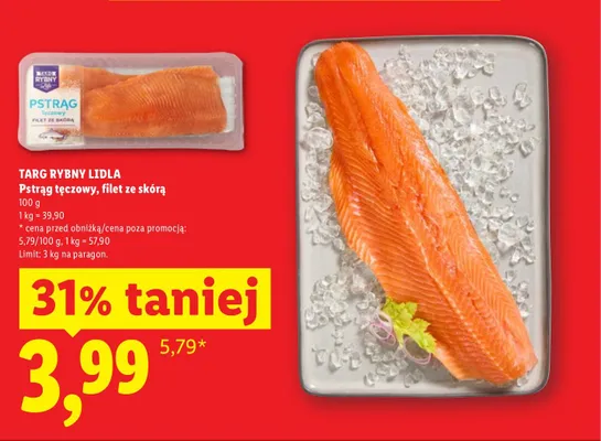 Pstrąg tęczowy filet ze skórą Targ Rybny Lidla promocja w Lidl