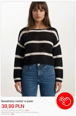 Sweter bawełniany w paski Cropp promocja w Cropp