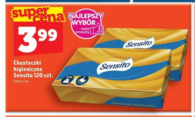 Chusteczki higieniczne Sensito promocja w TOPAZ