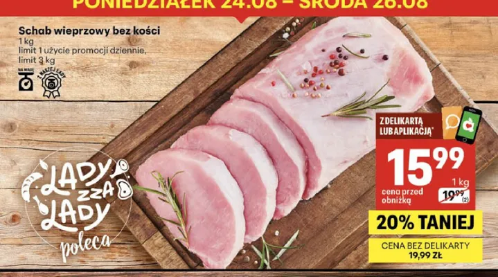 Schab wieprzowy bez kości Lady z promocja w Delikatesy Centrum