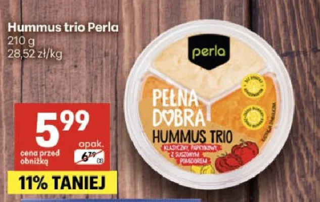 Hummus trio Perla promocja w Delikatesy Centrum