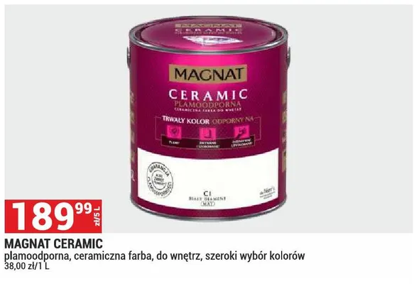 Magnat Ceramic plamoodporna ceramiczna farba do wnętrz szeroki wybór kolorów promocja w Merkury Market