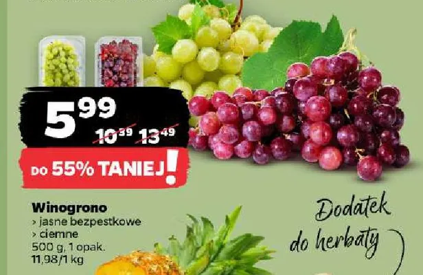 Winogrona jasne bezpestkowe promocja w Netto