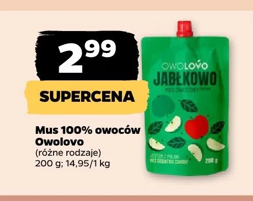 Mus 100% owoców jabłkowy Owolovo promocja w Netto
