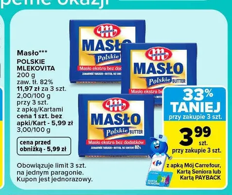 Masło Polskie Mlekovita promocja w Carrefour