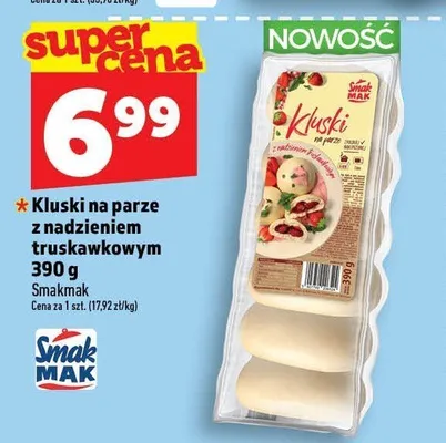 Kluski na parze z nadzieniem truskawkowym Smakmak promocja w TOPAZ