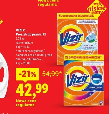 Proszek do prania Vizir XL promocja w Lidl
