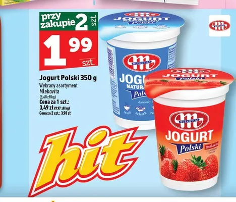 Jogurt Polski truskawkowy Mlekovita promocja w TOPAZ