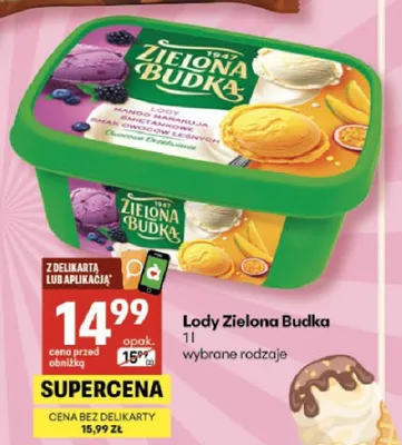 Lody Zielona Budka wybrane rodzaje promocja w Delikatesy Centrum