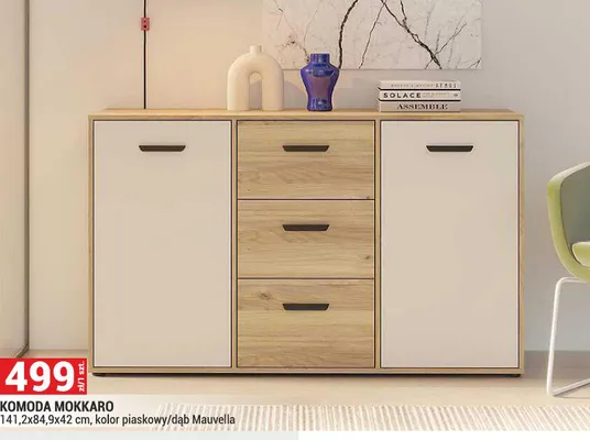 Komoda Mokkaro 141,2x84,9x42cm kolor piaskowy/dąb Mauvella promocja w Merkury Market