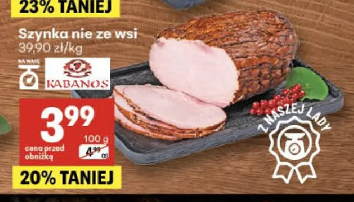 Szynka nie ze wsi Kabanos promocja w Delikatesy Centrum