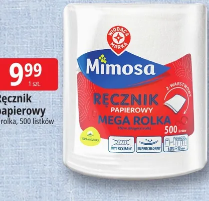 Ręcznik papierowy Mimosa Mega Rolka 2-warstwowy promocja w Leclerc