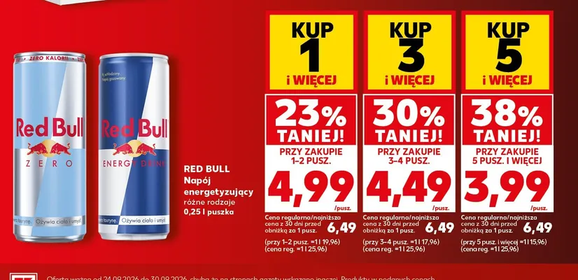 Napój energetyzujący Zero Red Bull promocja w Kaufland