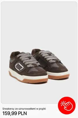 Sneakersy ze sznurowadłami w prążki Cropp promocja w Cropp
