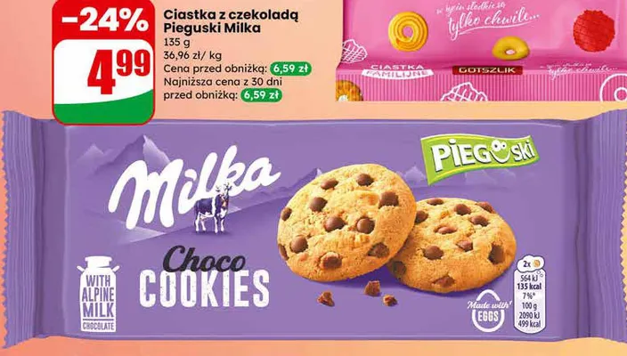 Ciastka z czekoladą Pieguski promocja w Dino