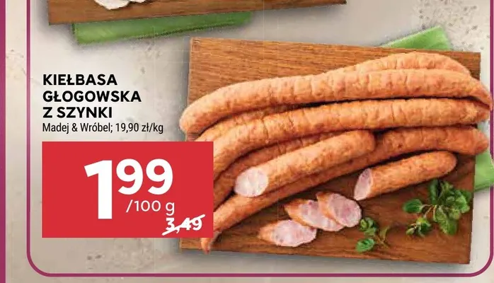 Kiełbasa głogowska z szynki Madej & Wróbel promocja w Stokrotka