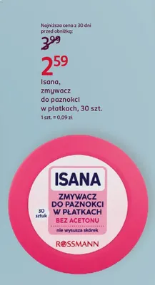 Zmywacz do paznokci w płatkach Isana promocja w Rossmann