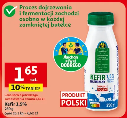 Kefir naturalny 1,5% Auchan promocja w Auchan