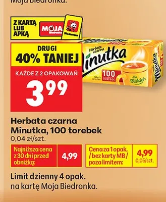 Herbata czarna Minutka promocja w Biedronka