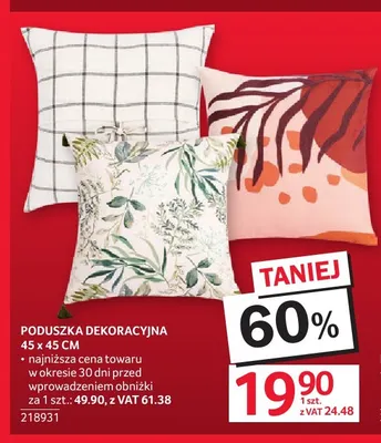 Poduszka dekoracyjna 45x45 cm promocja w Selgros