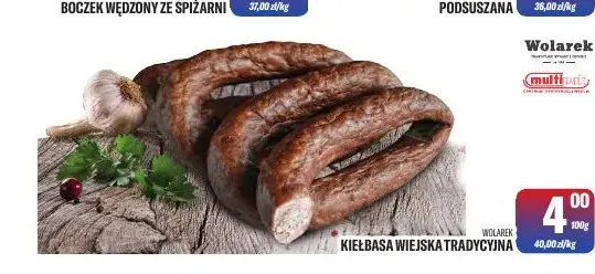 Kiełbasa wiejska tradycyjna Wolarek promocja w Tomi Markt