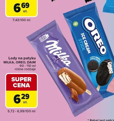 Lody na patyku Oreo promocja w Carrefour Express