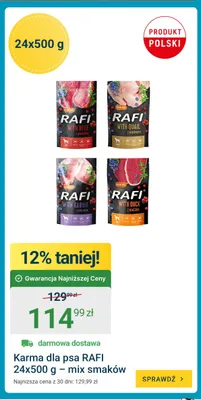 Karma dla psa Rafi 24-pak 500 g mix smaków promocja w ERLI