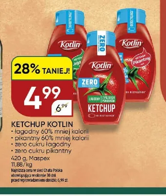 Ketchup Zero cukru łagodny Kotlin promocja w Chata Polska