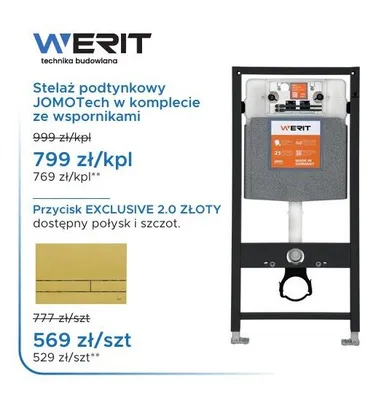 Stelaż podtynkowy JOMOTech w komplecie ze wspornikami Werit promocja w Blu Salony Łazienek
