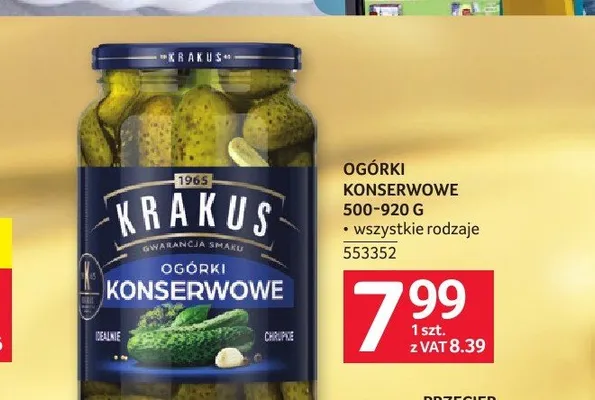 Ogórki konserwowe Krakus promocja w Selgros