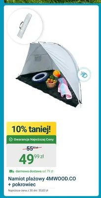 Namiot plażowy 4MWOOD.CO + pokrowiec promocja w ERLI