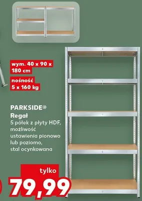 Regał 5 półek z płyty HDF, możliwość ustawienia pionowo lub poziomo, stal ocynkowana promocja w Kaufland