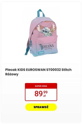Plecak Euroswan Kids ST00032 Stitch Różowy promocja w Media Expert