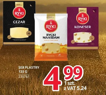 Ser plastry Ryki Cezar, Maasdam, Koneser 135 g promocja w Selgros