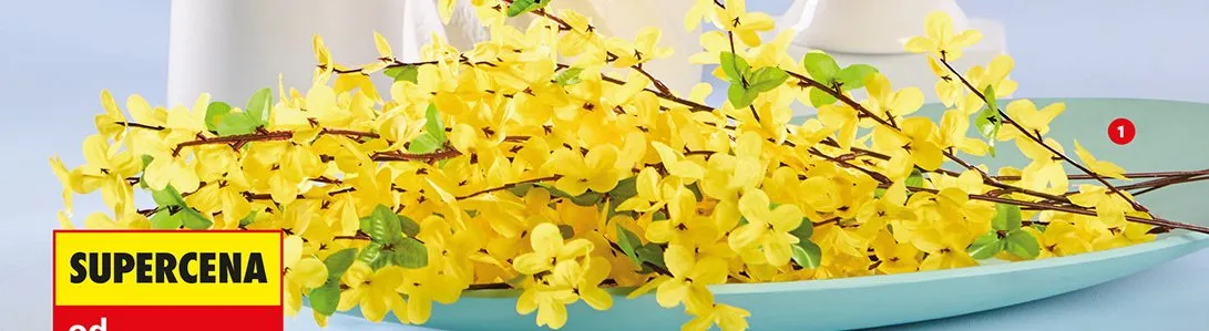 Sztuczne kwiaty gałązka forsycji promocja w Biedronka