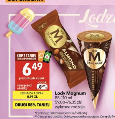 Lody Magnum Hazelnut promocja w Delikatesy Centrum