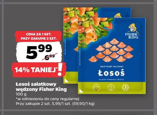 Łosoś sałatkowy wędzony Fisher King promocja w Netto