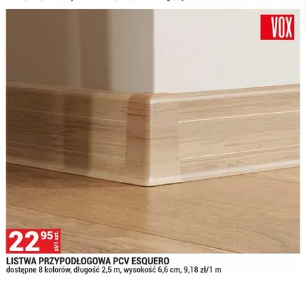 Listwa przypodłogowa PCV Esquero długość 2,5m, wysokość 6,6cm promocja w Merkury Market