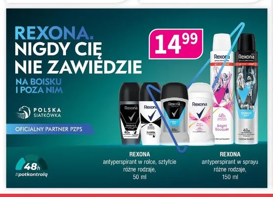 Antyperspirant w rolce lub sztyfcie Rexona promocja w Drogerie Polskie