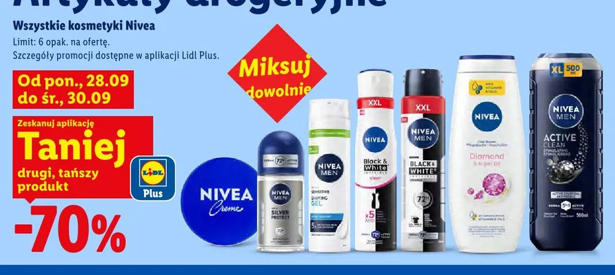 Antyperspirant w sprayu Nivea Black & White Invisible Clear XXL promocja w Lidl