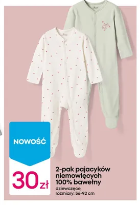 Pajacyki niemowlęce 2-pak 100% bawełny dziewczęce promocja w Pepco