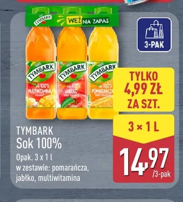 Sok Tymbark 3-pak 100% promocja w Aldi