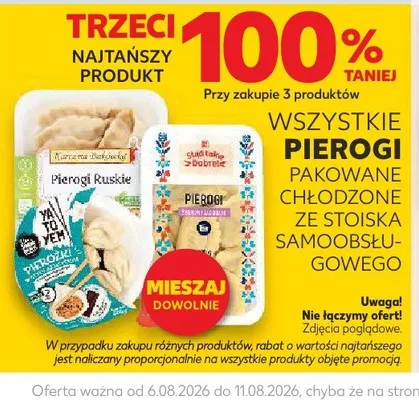 Pierogi pakowane chłodzone ze stoiska samoobsługowego promocja w Kaufland