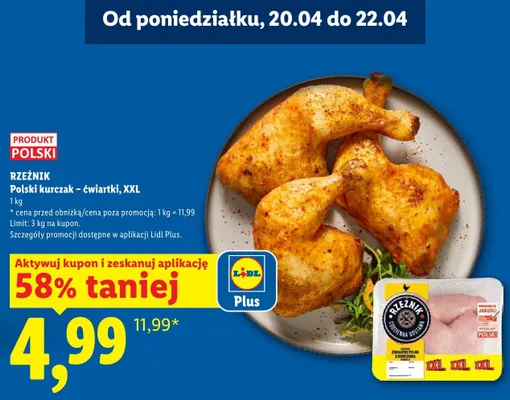 Kurczak polski ćwiartki XXL Rzeźnik promocja w Lidl