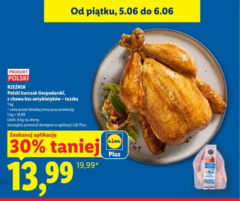 Kurczak Gospodarski z chowu bez antybiotyków tuszka Rzeźnik promocja w Lidl