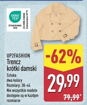 Trencz krótki damski promocja w Aldi