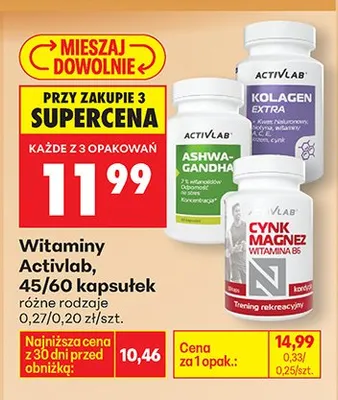 Witaminy Activlab, 45/60 kapsułek różne rodzaje promocja w Biedronka